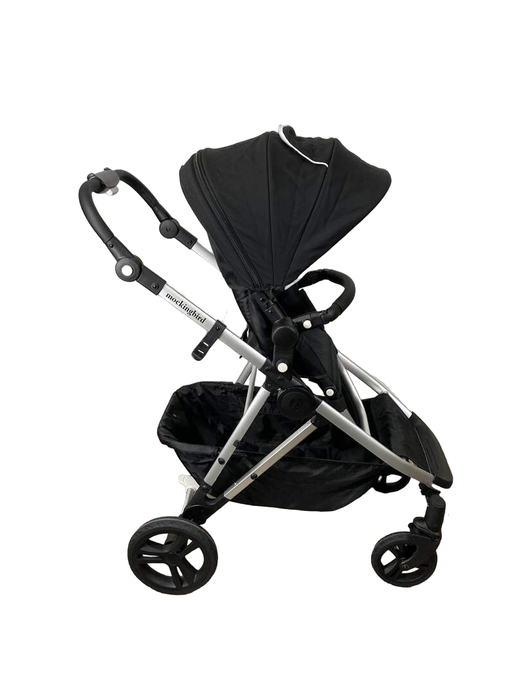 used Mockingbird Single to Double Stroller, 2022, Silver with Black Leather, Watercolor Drops, Black