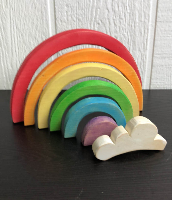 used Velocity Toys Wooden Rainbow Stacking Toy