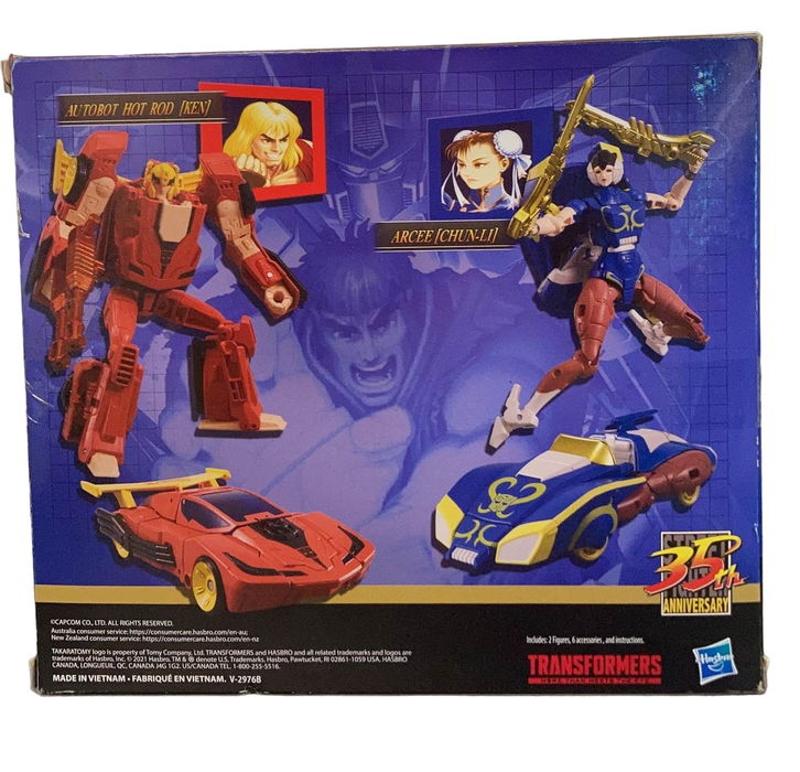 secondhand Hasbro Transformers Street Fighter II Auto bot Hot Rod Vs Chun-Li