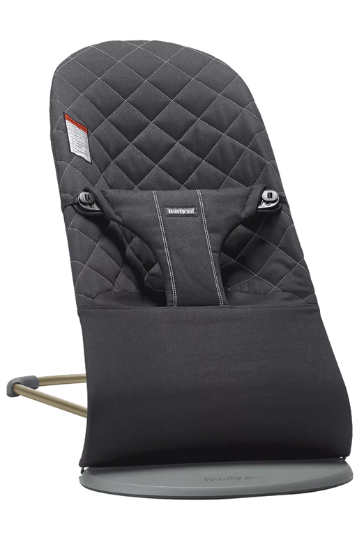 used BabyBjorn Bouncer Bliss, Dark Gray Frame, Black Cotton Classic Quilt