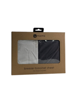 used 4moms Breeze Bassinet Sheet, white and grey crosshatch 2 pack