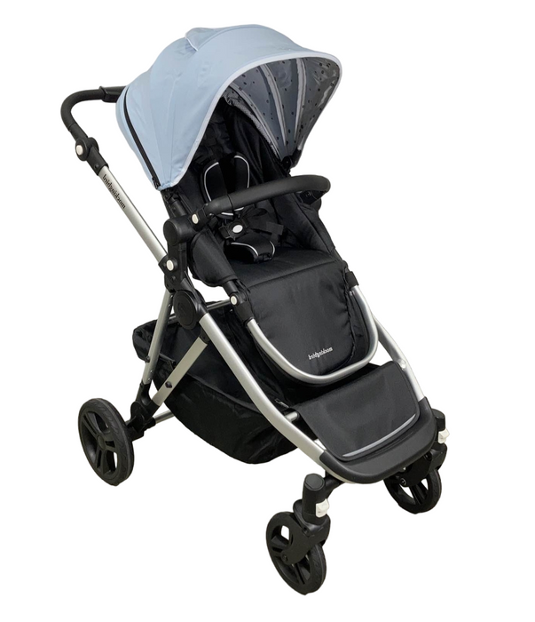 used Mockingbird Single to Double Stroller, 2022, Silver with Black Leather, Watercolor Drops, Sky