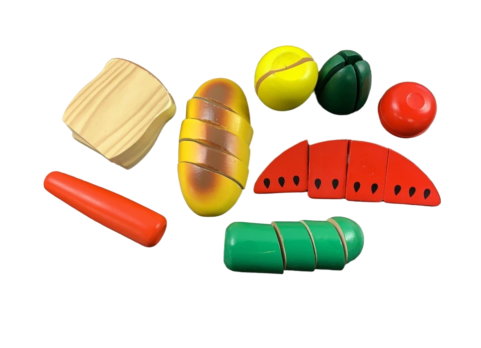 secondhand Melissa & Doug Cutting Food- Wooden Play Food