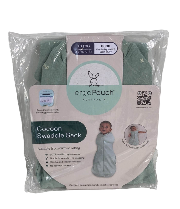 used ErgoPouch Cocoon Swaddle Bag, 1.0 TOG, Sage