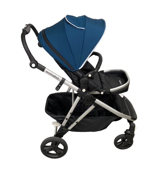 secondhand Mockingbird Single to Double Stroller, 2023, Silver with Black Leather, Windowpane, Sea