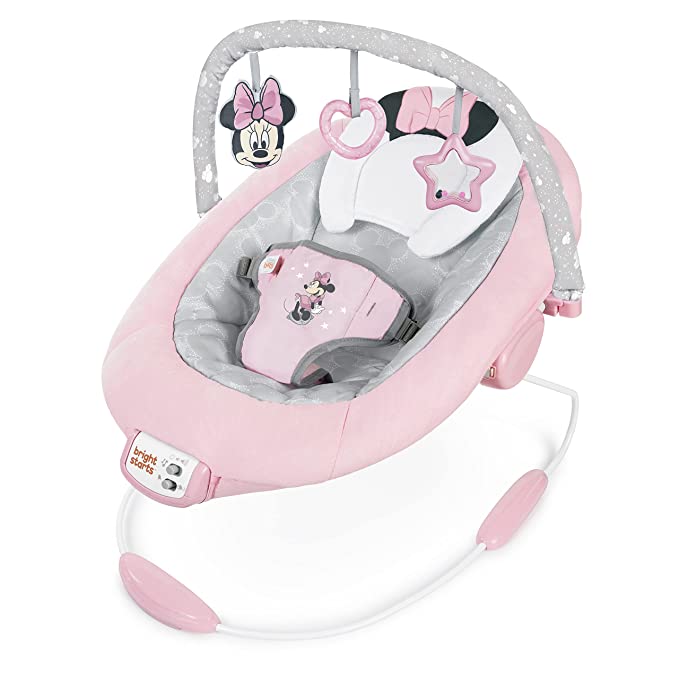 Bright Starts Vibrating Bouncer, Minnie Mouse Rosy Skies