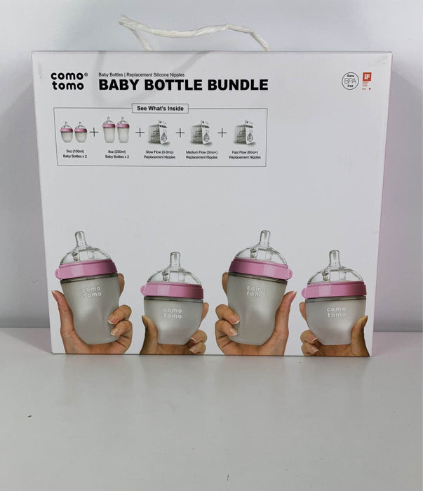 used Comotomo Baby Bottle Bundle Gift Set, Pink