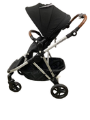 secondhand Mockingbird Single Stroller, 2023, Watercolor Drops, Silver With Black Leather, Black