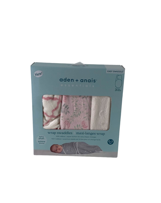 secondhand Aden + Anais Essentials Easy Wrap Swaddle, 3 Pack, 0-3 Months, Arts and Crasfts Minky