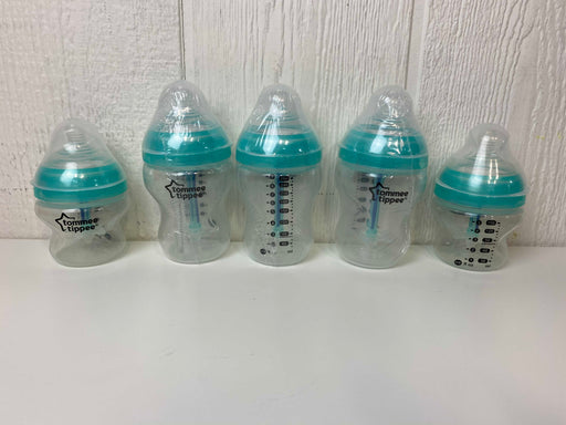 used Tommee Tippee Advanced Anti-Colic Baby Bottles – 9 Ounce, Clear, 3 Count, Plus Two 5 oz. Bottles