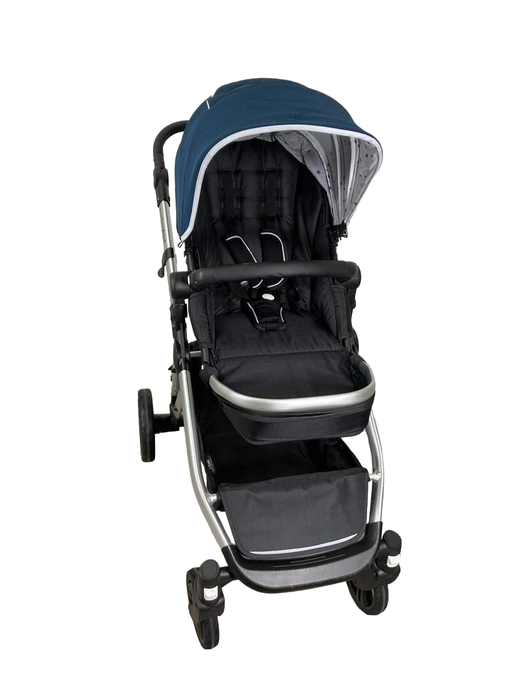 used Mockingbird Single to Double Stroller, 2022, Silver with Black Leather, Watercolor Drops, Sea