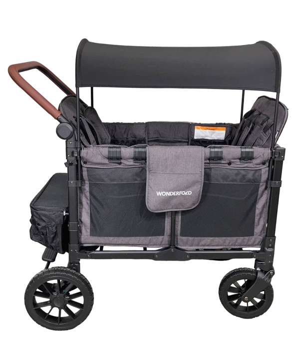 Wonderfold W4 Luxe Quad Stroller Wagon, 2023, Charcoal Grey with Black Frame