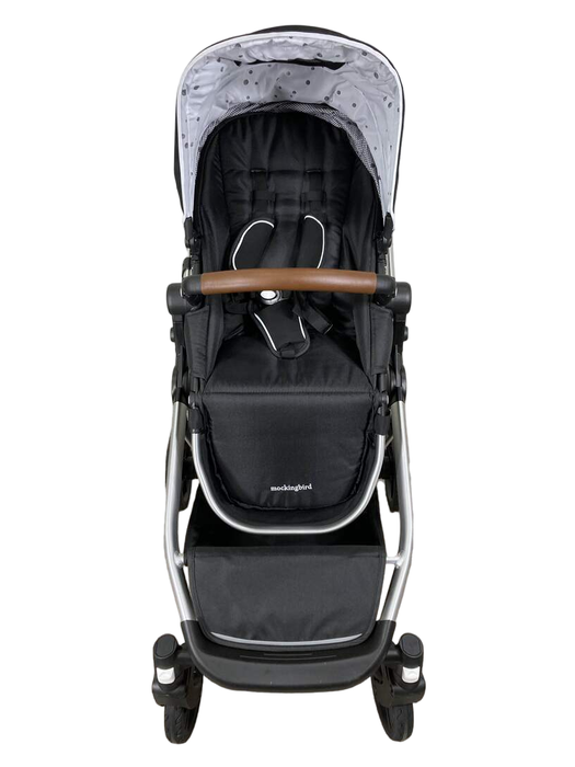 secondhand Mockingbird Single to Double Stroller, 2022, Silver with Penny Leather, Watercolor Drops, Black