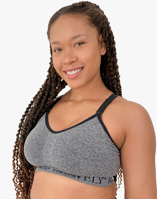 used Kindred Bravely Sublime Nursing Sports Bra, Regular, Large, Heather Grey