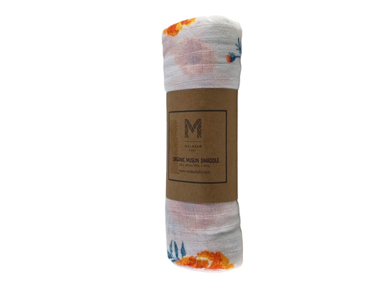 used Malabar Baby Organic Cotton Swaddle Blanket, Marigolds