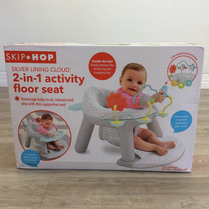 used Skip Hop 2-in-1 Activity Floor Seat, In Silver lining cloud theme