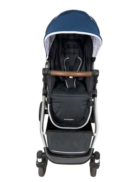 secondhand Mockingbird Single to Double Stroller, 2022, Silver with Penny Leather, Windowpane, Sea