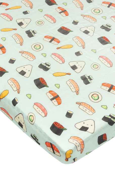 used LouLou Lollipop Fitted Crib Sheet, Sushi