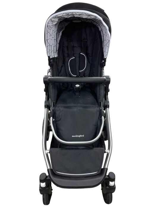 secondhand Mockingbird Single to Double Stroller, 2022, Silver with Black Leather, Windowpane, Black