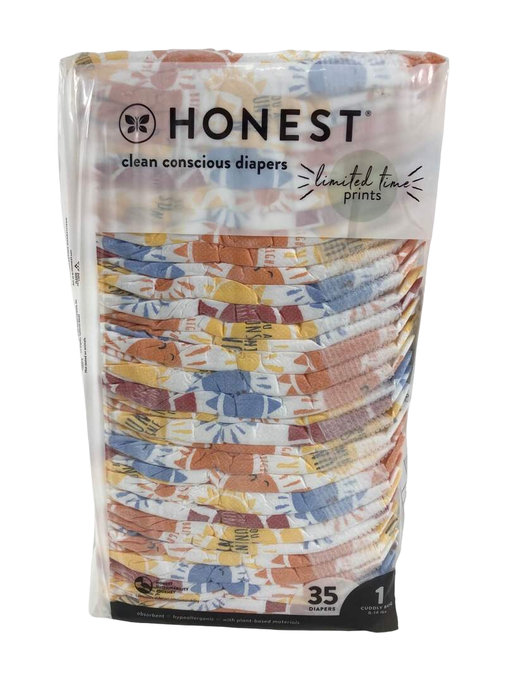 used Honest Company Club Box Diapers, size1, 35 count, cuddly bug