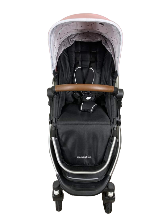 secondhand Mockingbird Single Stroller, 2023, Bloom, Watercolor Drops, Silver With Penny Leather