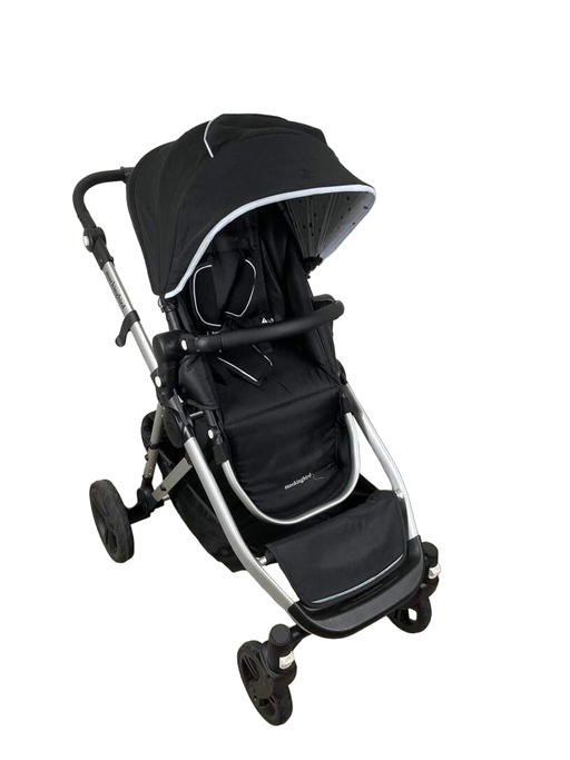 used Mockingbird Single to Double Stroller, 2023, Silver with Black Leather, Watercolor Drops, Black