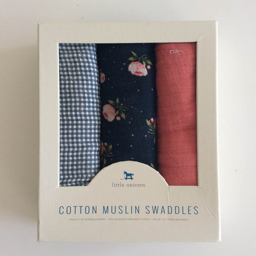 used Little Unicorn Cotton Muslin Swaddles 3 Pack, Midnight RS