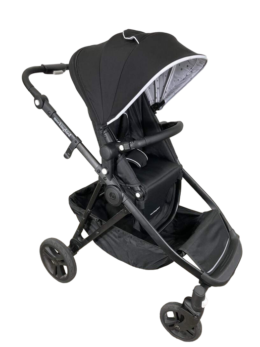 used Mockingbird Single to Double Stroller, 2022, Matte Black with Matte Black Leather, Watercolor Drops, Black