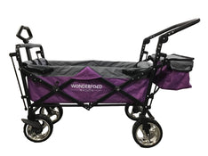 secondhand Wonderfold S4 Push & Pull Premium Utility Folding Wagon with Canopy, Purple, CP Model