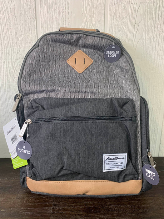 used Eddie Bauer Bridgeport Diaper Backpack, Grey/Tan