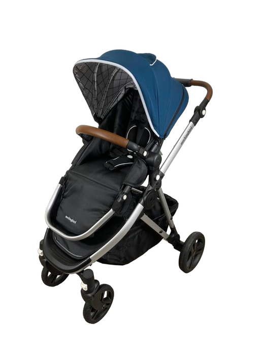 secondhand Mockingbird Single to Double Stroller, 2023, Silver with Penny Leather, Windowpane, Sea