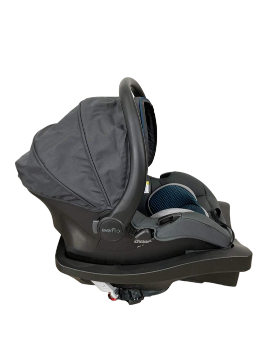 secondhand Evenflo LiteMax DLX Infant Car Seat with SafeZone Load Leg Base, Sawyer, 2022