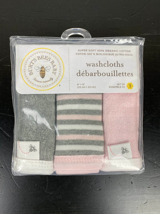 used Burt's Bees Baby WashCloths 3 Pack, - Blossom Stripe