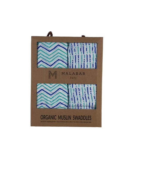 used Malabar Baby Organic Cotton Swaddle Blankets, 2 pack Shades of Blue