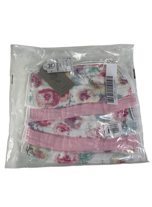 used Honest Baby 5-pack Organic Cotton Multi-layer Woven Burp Cloths, Rose Blossom