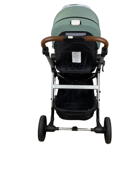 Mockingbird Single Stroller, 2023, Sage, Watercolor Drops, Silver With Penny Leather