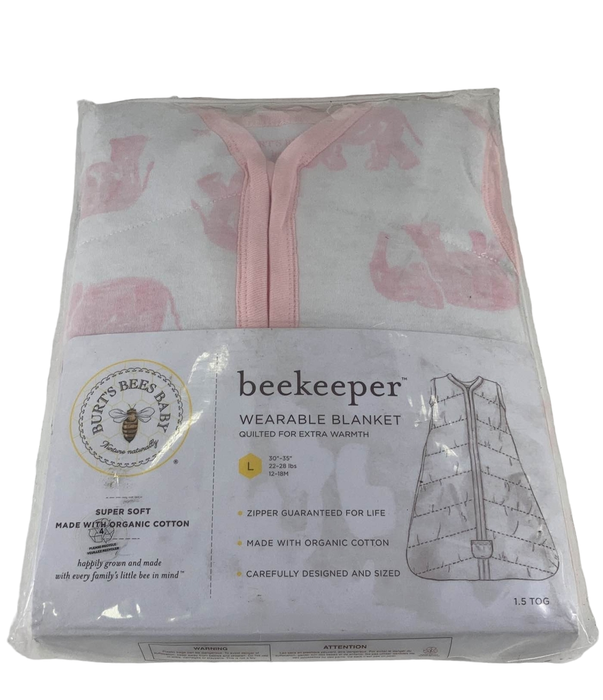 used Burt's Bees Baby Beekeeper Wearable Blanket, Large, 1.5 TOG (Medium Weight), Pink Elephant