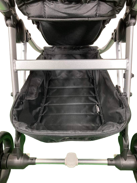 Mockingbird Single to Double Stroller, 2023, Silver with Black Leather, Watercolor Drops, Black