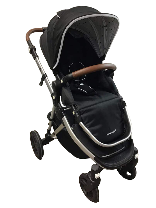 used Mockingbird Single Stroller, Black, 2022, Watercolor Drops, Silver With Penny Leather