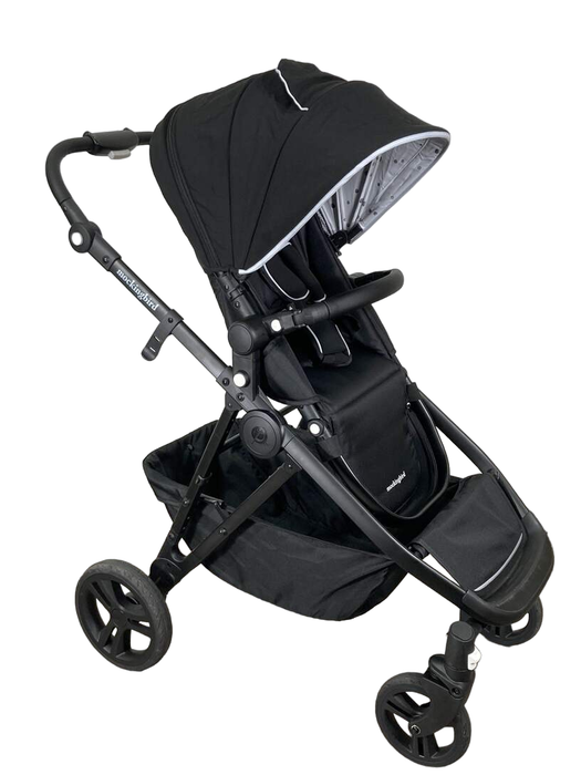 used Mockingbird Single to Double Stroller, 2022, Matte Black with Matte Black Leather, Watercolor Drops, Black