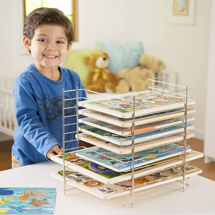 used Melissa & Doug Deluxe Wire Puzzle Storage Rack