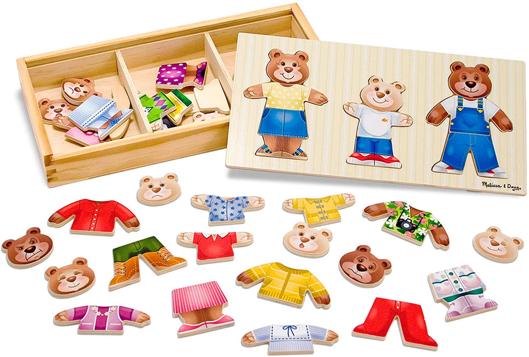 Melissa & Doug Wooden Dress-Up Puzzle, Bear Family