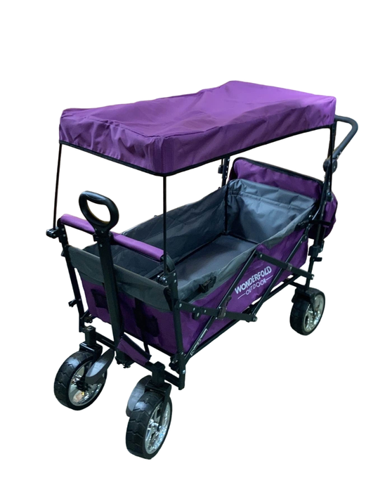 used Wonderfold S4 Push & Pull Premium Utility Folding Wagon with Canopy, Purple, S Series