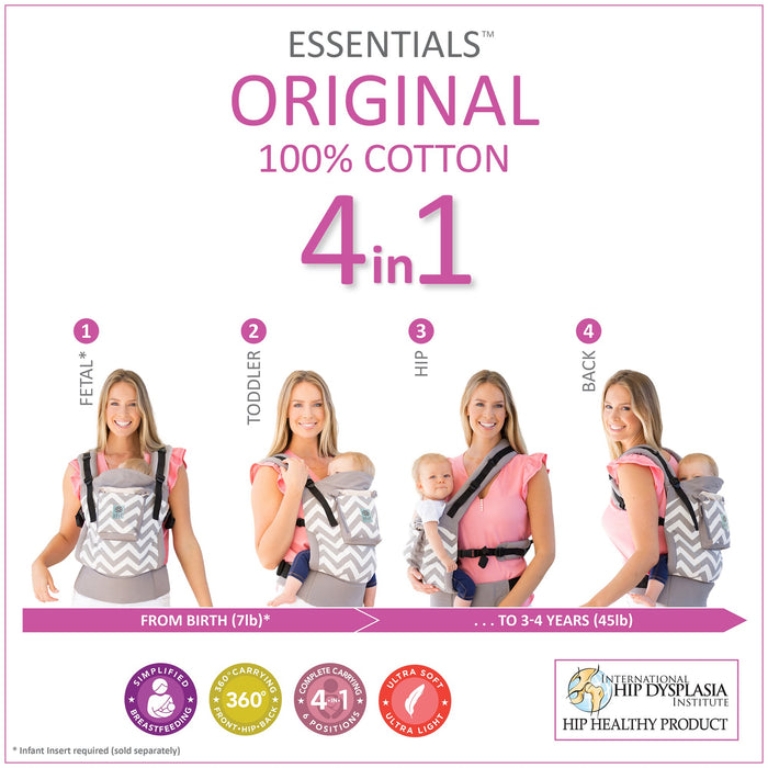 used Lillebaby Essentials Original 4 In 1 Baby Carrier, Stone