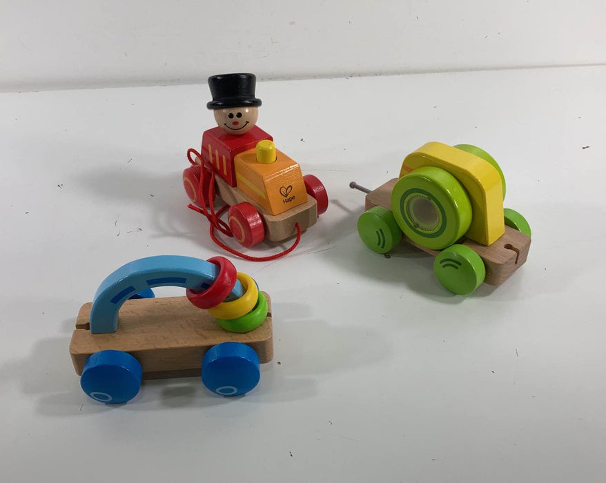 used Hape Triple Play Wooden Train Set