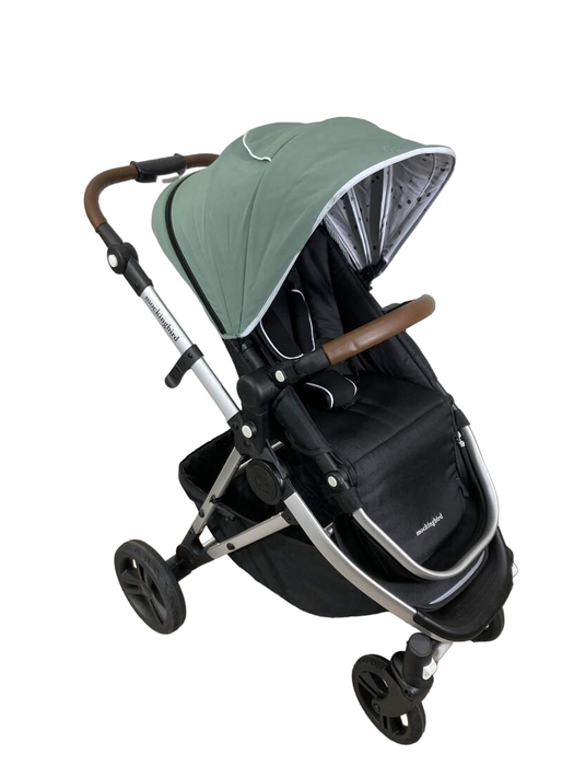 used Mockingbird Single Stroller, 2023, Sage, Watercolor Drops, Silver With Penny Leather