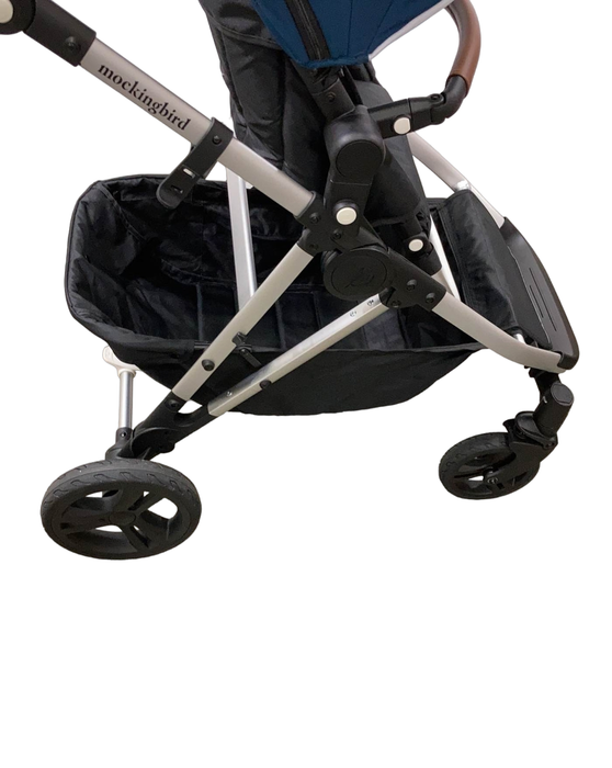 secondhand Mockingbird Single to Double Stroller, Windowpane, Sea, Silver with Penny Leather, 2023