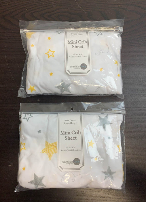 used BUNDLE Fitted Mini Crib Sheets, -American Baby Company