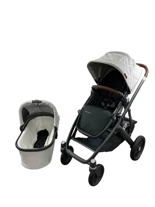 used UPPAbaby VISTA V2 Stroller, 2022, Anthony (White & Grey Chenille)-HIDDEN 11/2 FOR BASSINET MATTRESS AND COVER