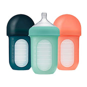 used Boon Nursh Bottles, 3 Pack, 4oz, Mint Multi, Slow